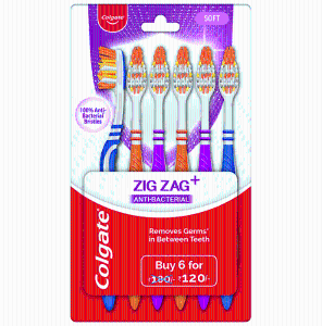 Colgate Zig Zag+ Anti-Bacterial Bristle Toothbrush Soft